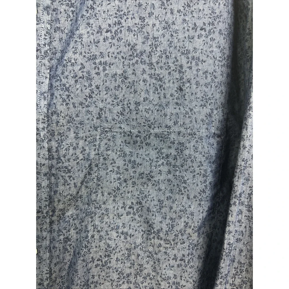 Banana Republic Men's Shirt Sz Large Soft Wash Tailored Slim Fit Blue Floral A38